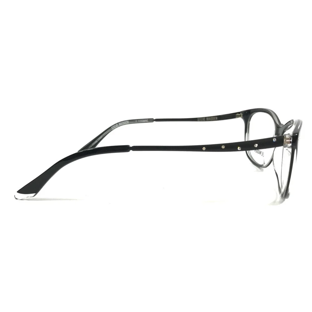 Steve Madden Eyeglasses Frames GLIITSY Black Laminate Crystals Cat Eye 53-16-135